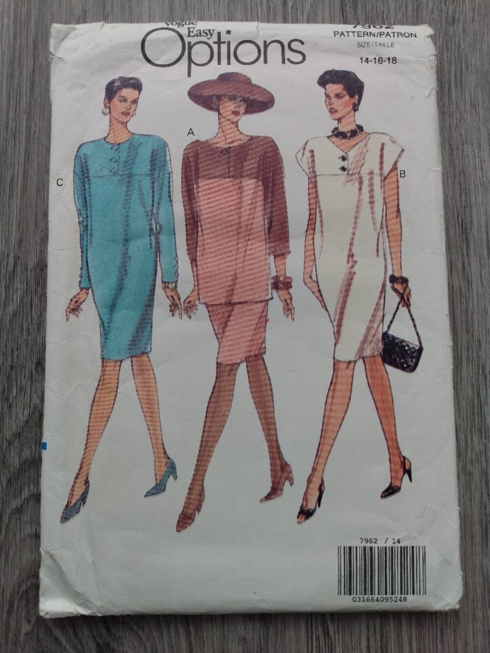 Vintage 90s Dress Tunic Skirt Sewing Pattern Size 14-18 UNCUT Vogue 7962